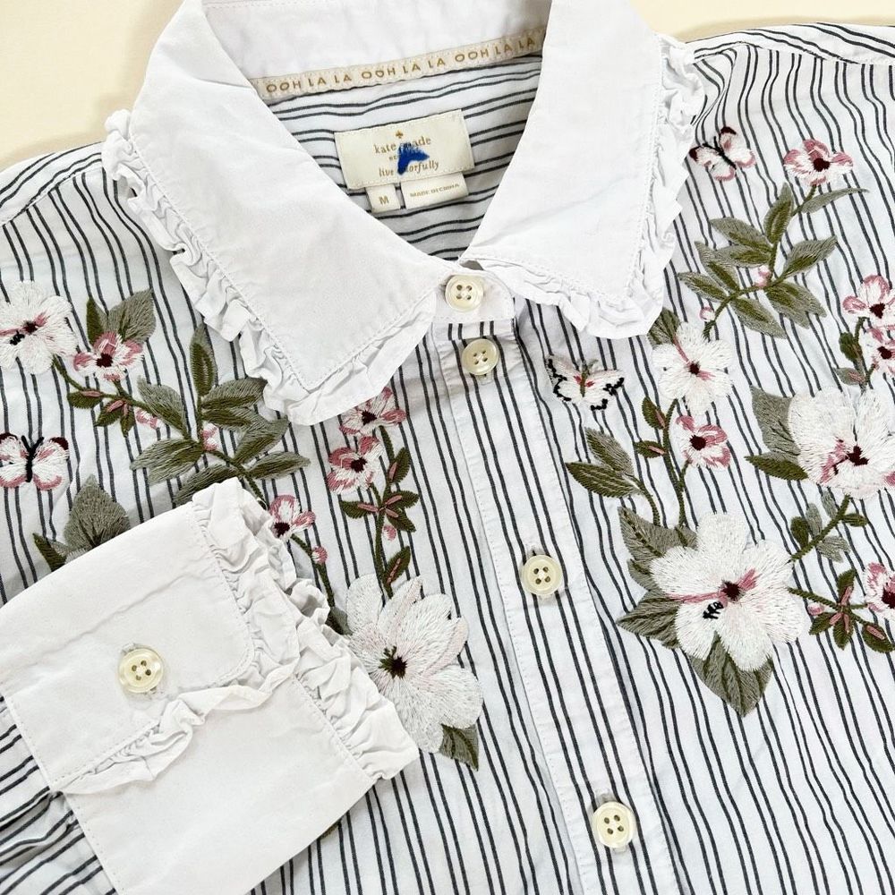 kate spade White Floral Embroidered Blouse